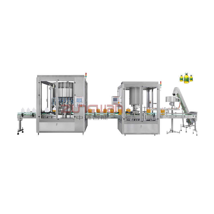 全自動(dòng)1-5KG大容量食用油灌裝旋蓋貼標(biāo)聯(lián)動(dòng)機(jī)